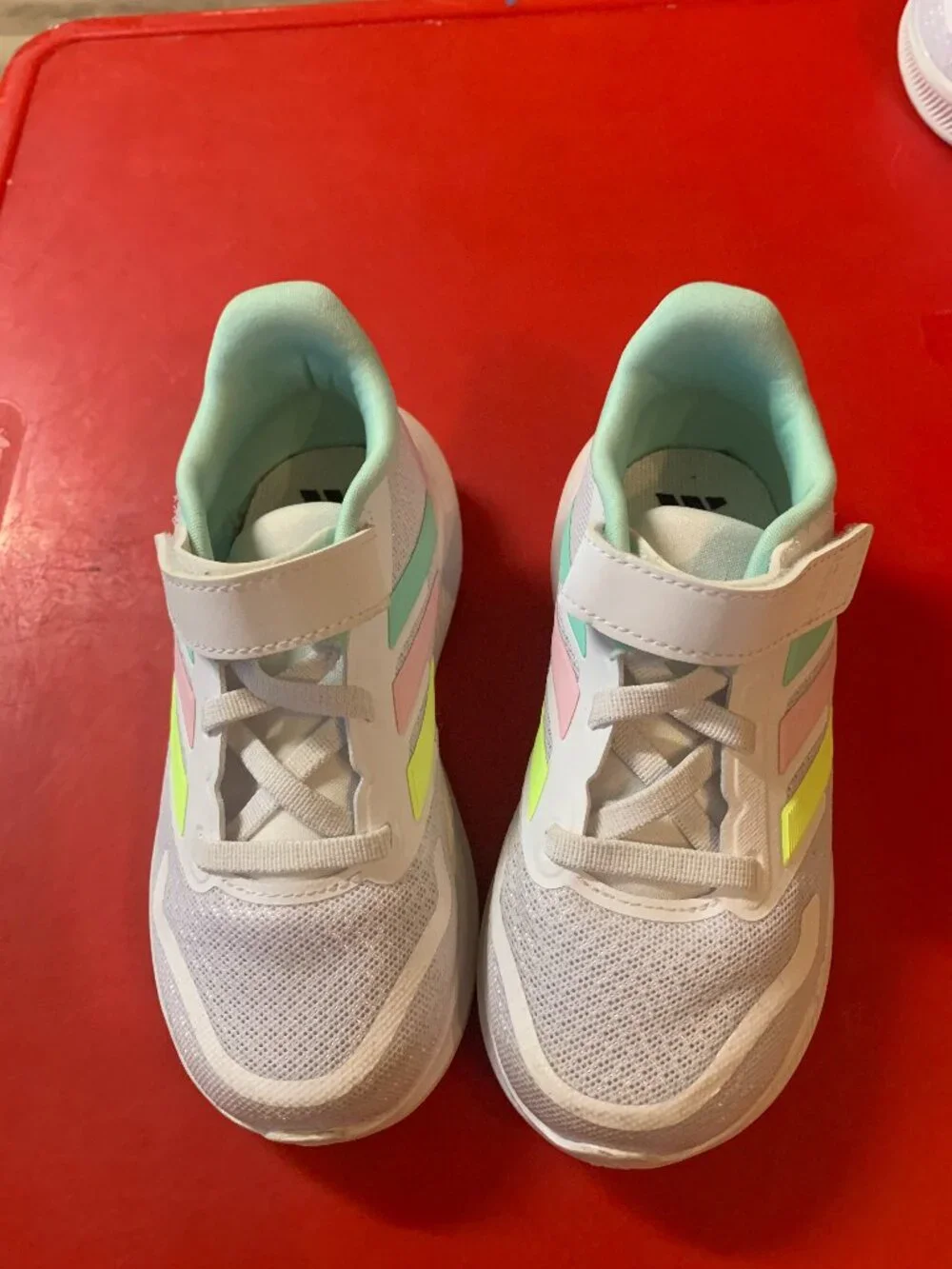 Girl's Size 9 White Velcro Adidas Tennis Shoes